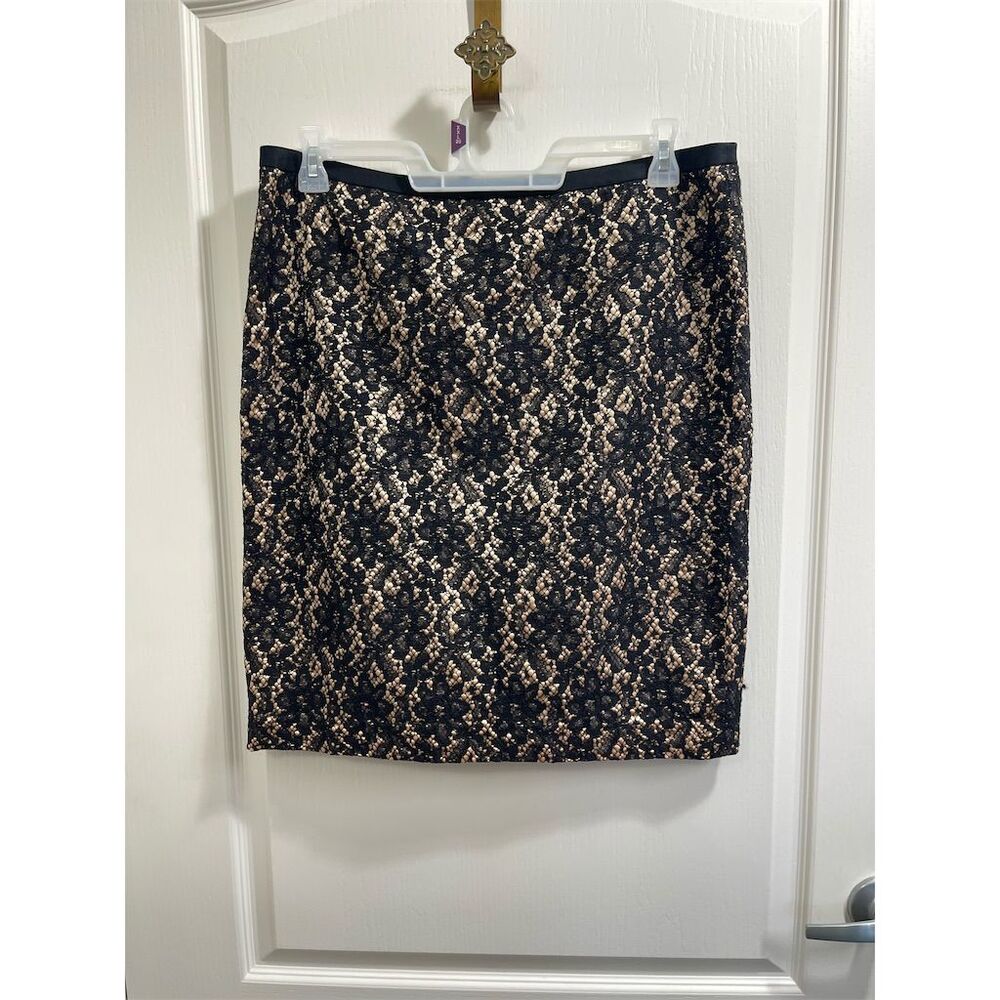 Talbots Women's Lace Pencil Skirt Black Knee Length Size 16 Petites (sku394)